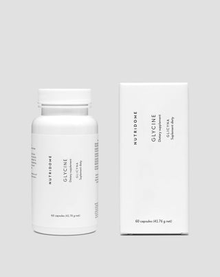 Glycin, doplněk stravy na podporu kvality spánku a usnadnění usínání, regeneraci a tvorbu kolagenu, 1000 mg/den, Nutridome 60 ks