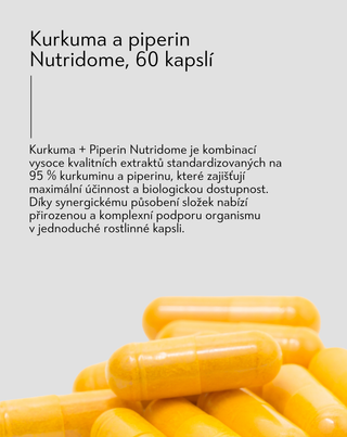 Kurkuma a piperin pro podporu trávení a funkce jater doplněk stravy Nutridome 60 kapslí - 3