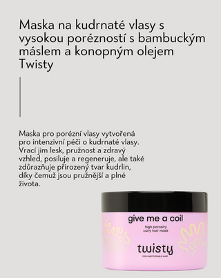 Maska pro vysoko porézní kudrnaté vlasy s bambuckým máslem a konopným olejem Twisty - 4