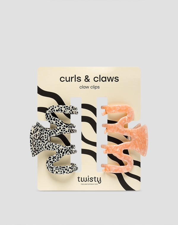 Sada velkých spon do vlasů Twisty - růžová a mramorová 2 ks