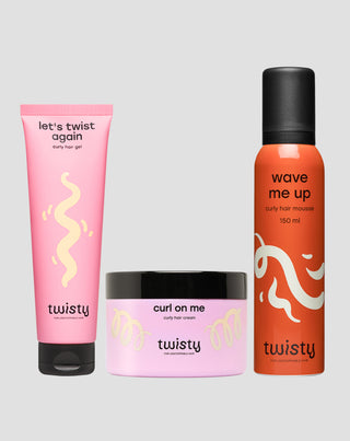 Sada krém + pěna + gel na kudrny pro styling a péči o kudrnaté a vlnité vlasy Twisty - 1
