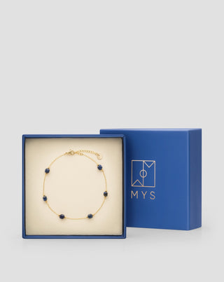 Pozlacený náramek z nerezové oceli s lapis lazuli - 4